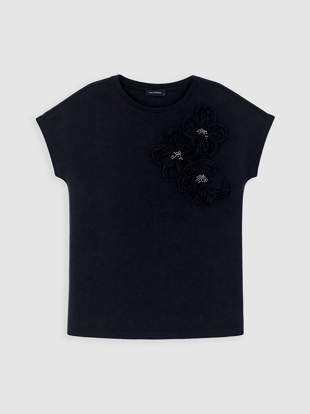 Crew Neck Flower Embellished Blouse-4