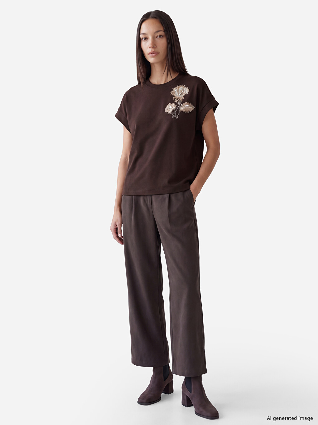 Tricou Pentru Femei Cu Paiete Și Mărgele Ornamentale-1
