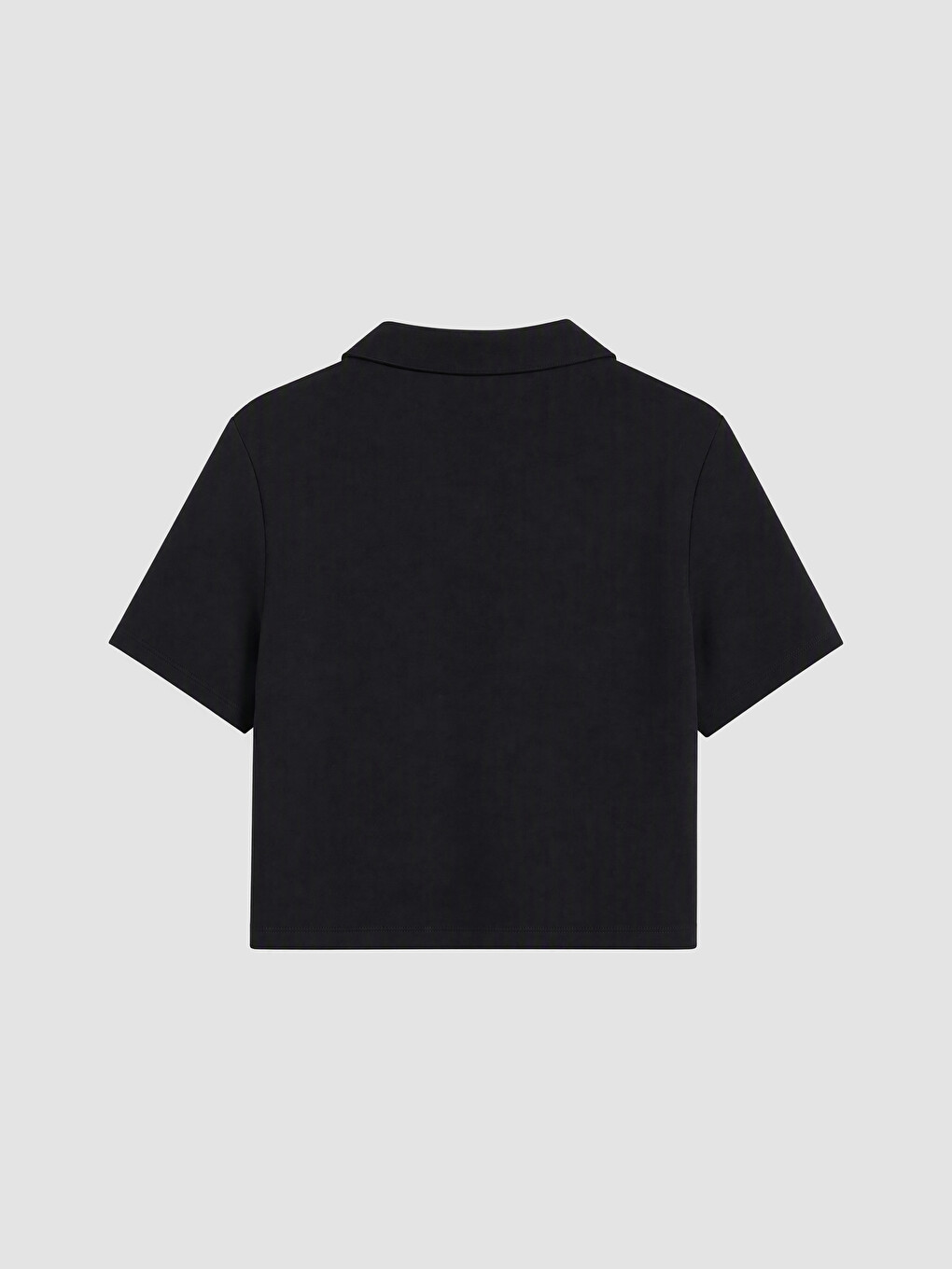 Siyah Polo Yaka Kadın Tişört-2