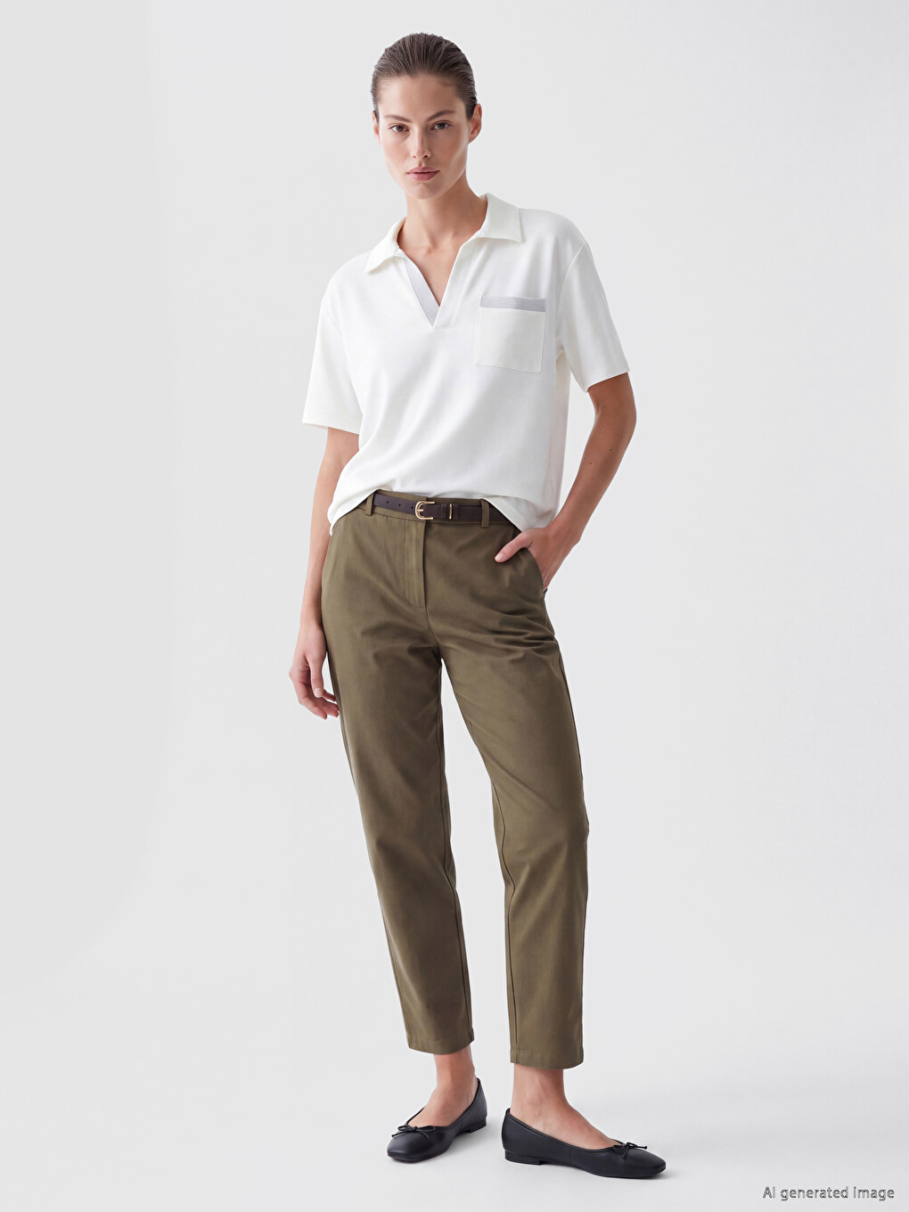 Polo Collar Women's T-shirt-1