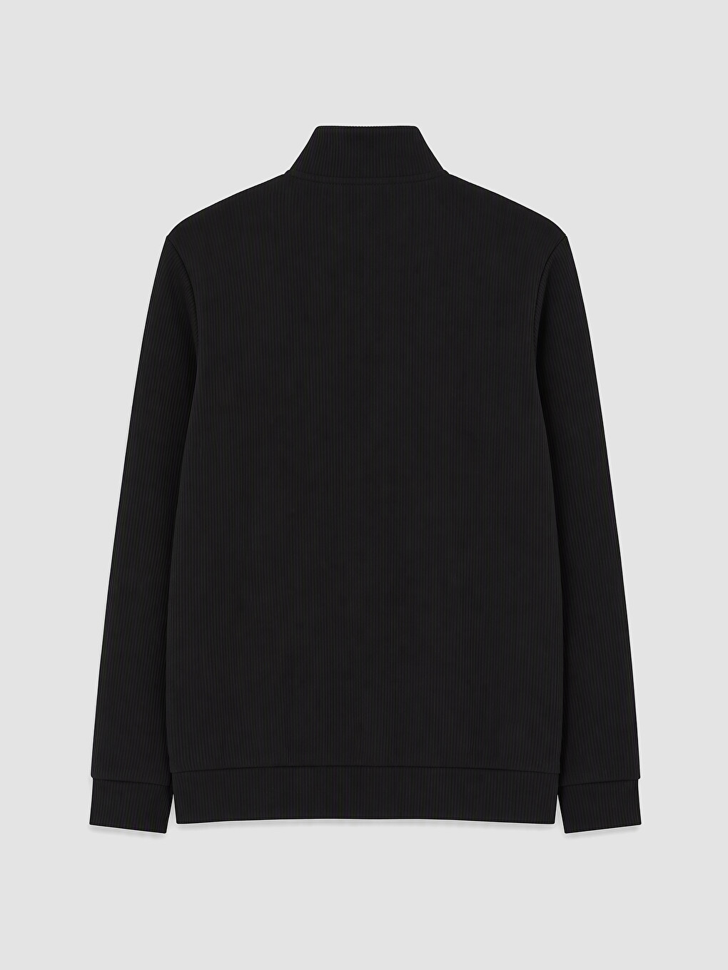 Siyah Dik Yaka Erkek Fermuarlı Sweatshirt-6
