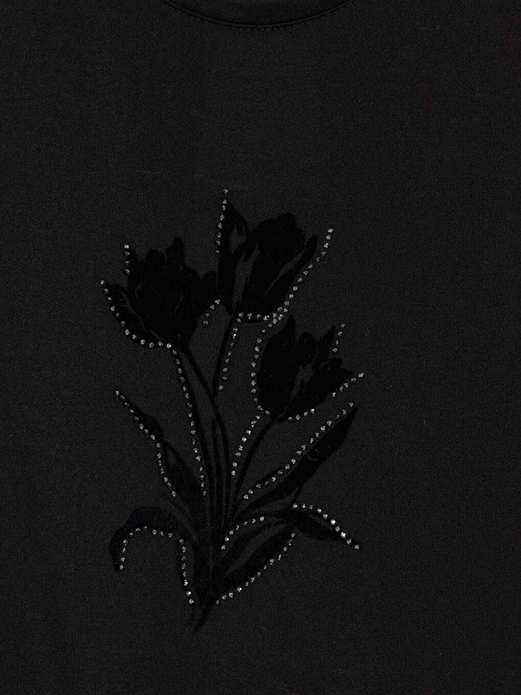 Crew Neck Stone Embellished Blouse-1