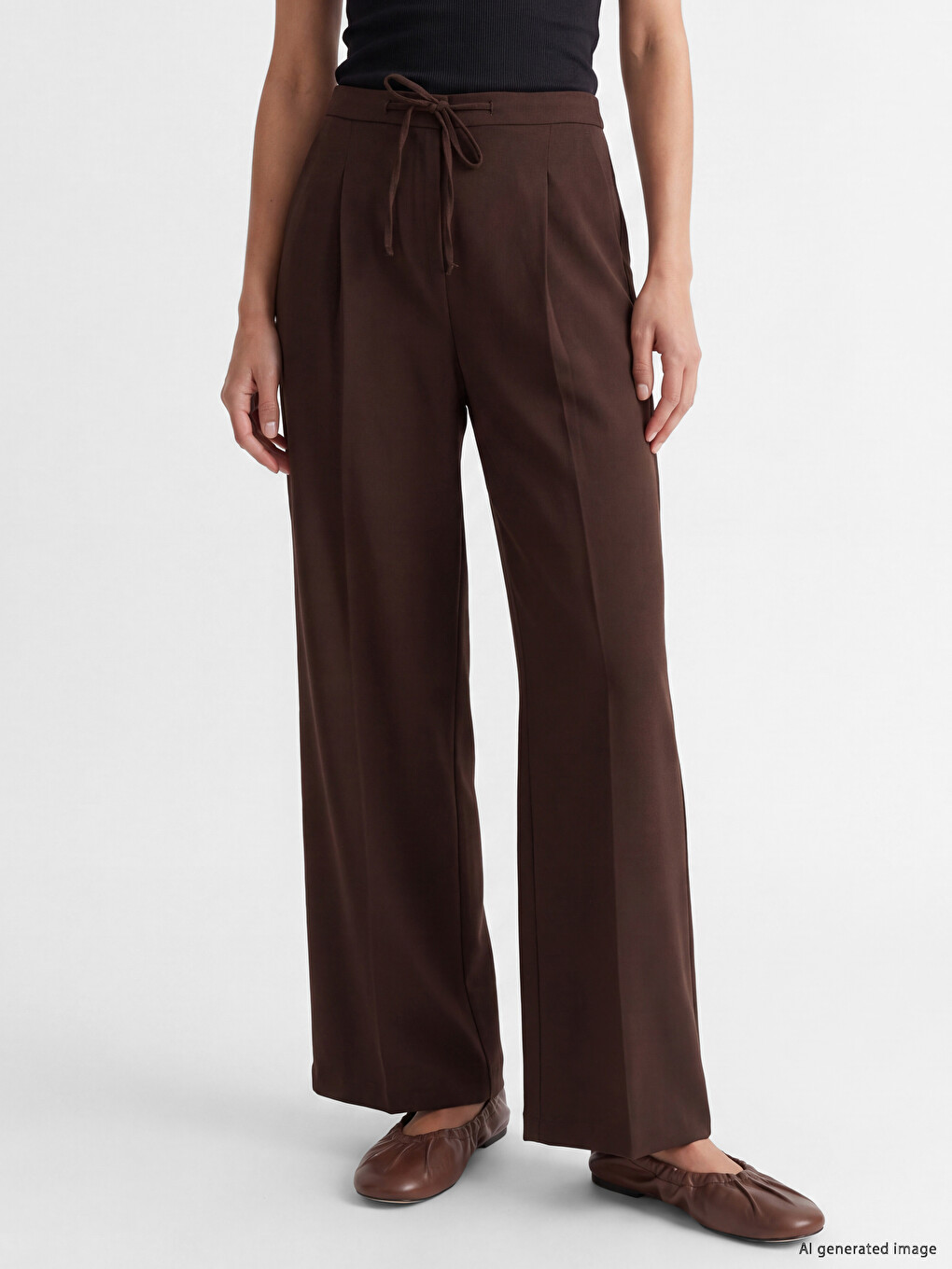 Woman Brown Tailored Trousers-1