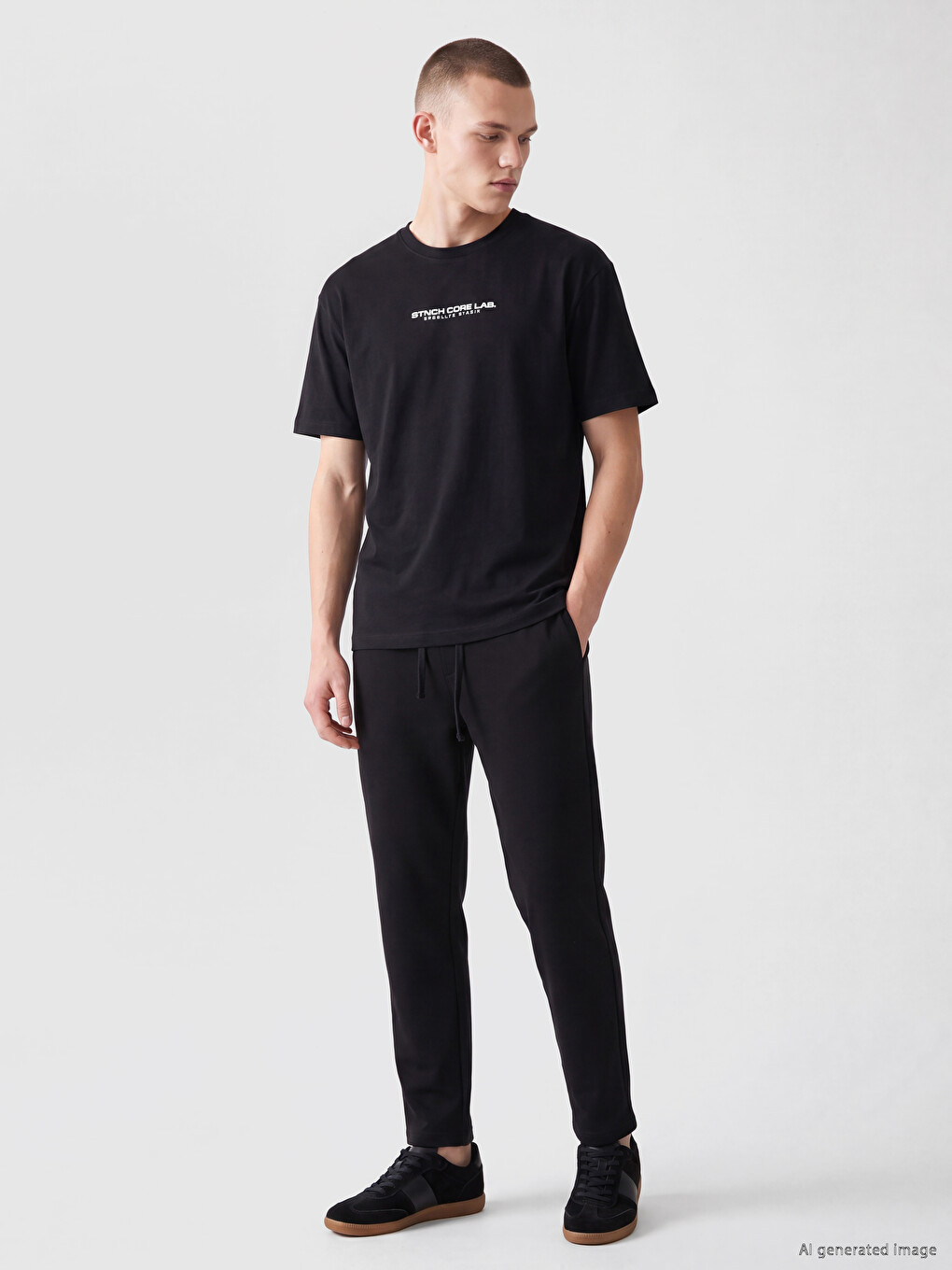 Siyah Slim Fit Erkek Pantolon-1