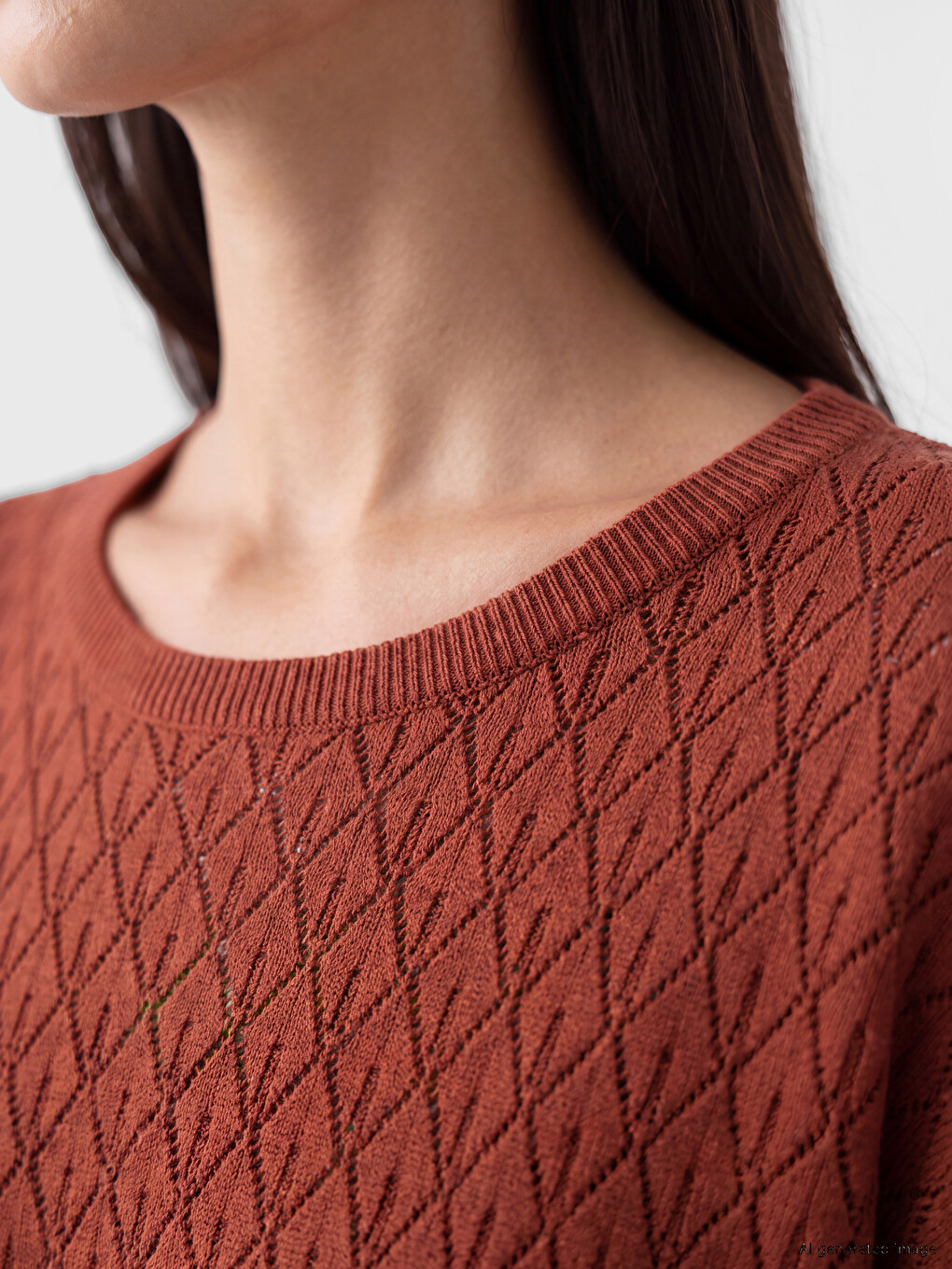 Open-knit Short Sleeved Women's Knitwear Sweater-2