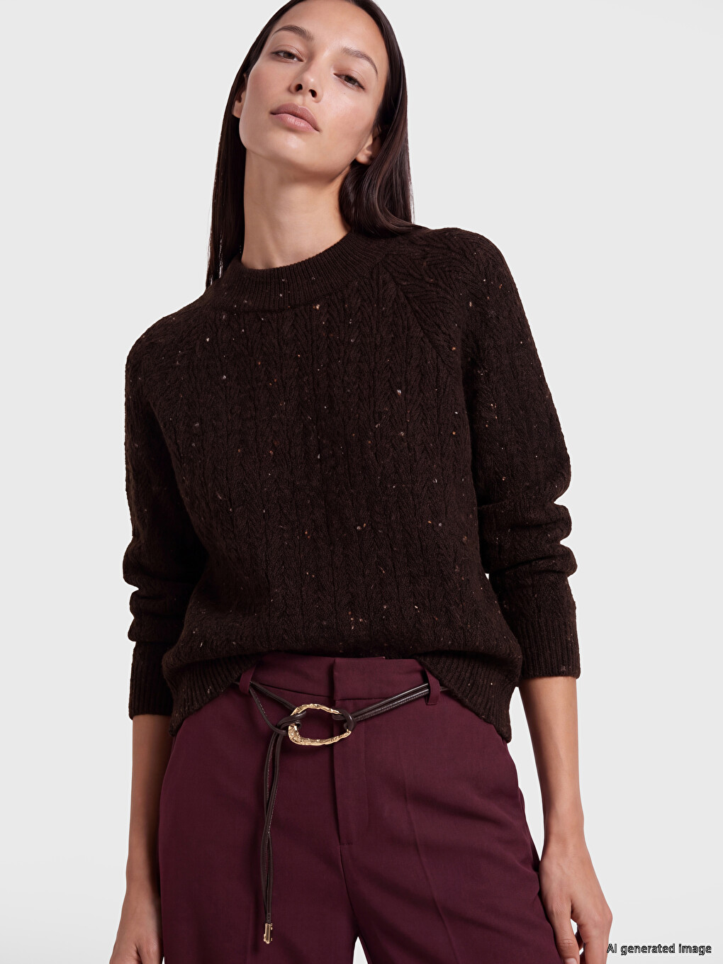 Crew Neck Patterned Women's Knitwear Sweater