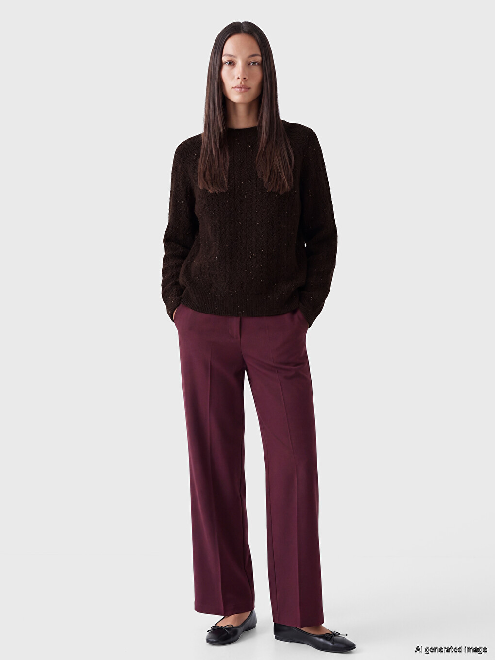 Crew Neck Patterned Women's Knitwear Sweater-1