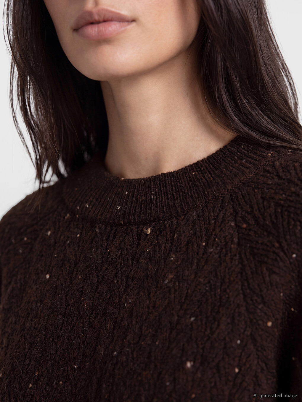 Crew Neck Patterned Women's Knitwear Sweater-2