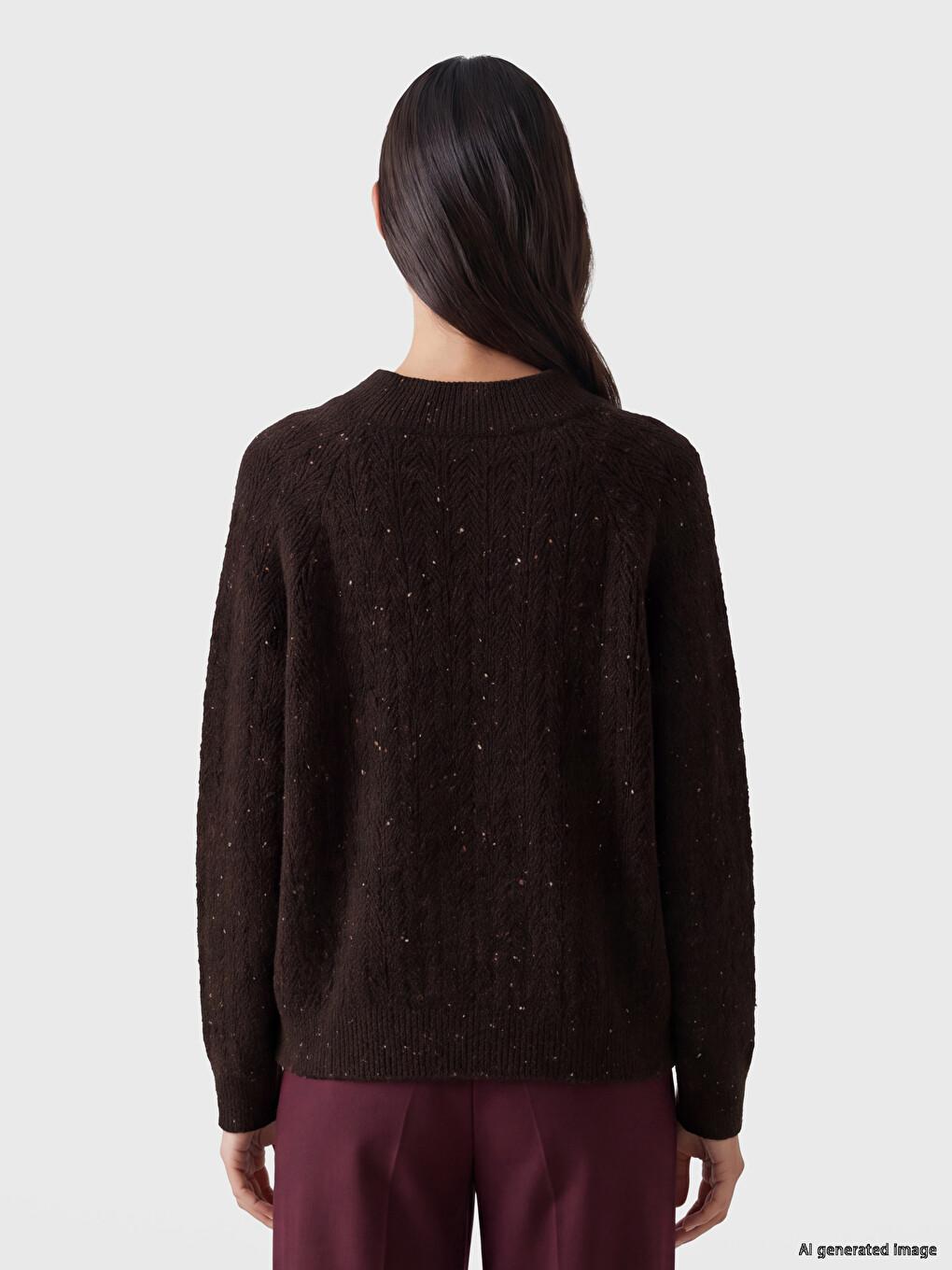 Crew Neck Patterned Women's Knitwear Sweater-3