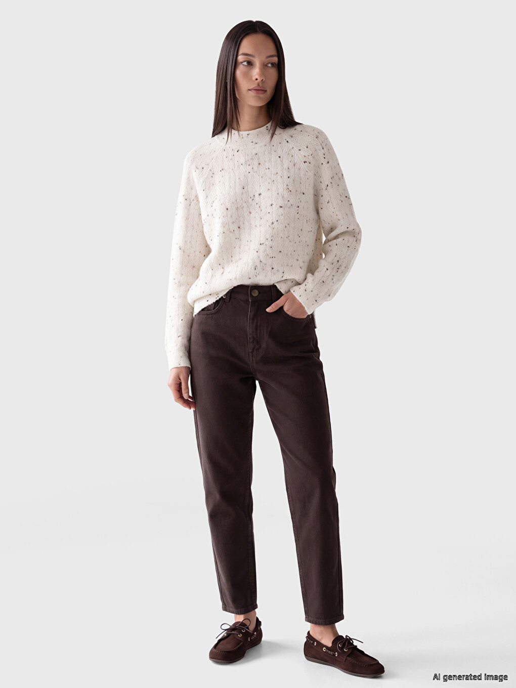 Crew Neck Patterned Women's Knitwear Sweater-1