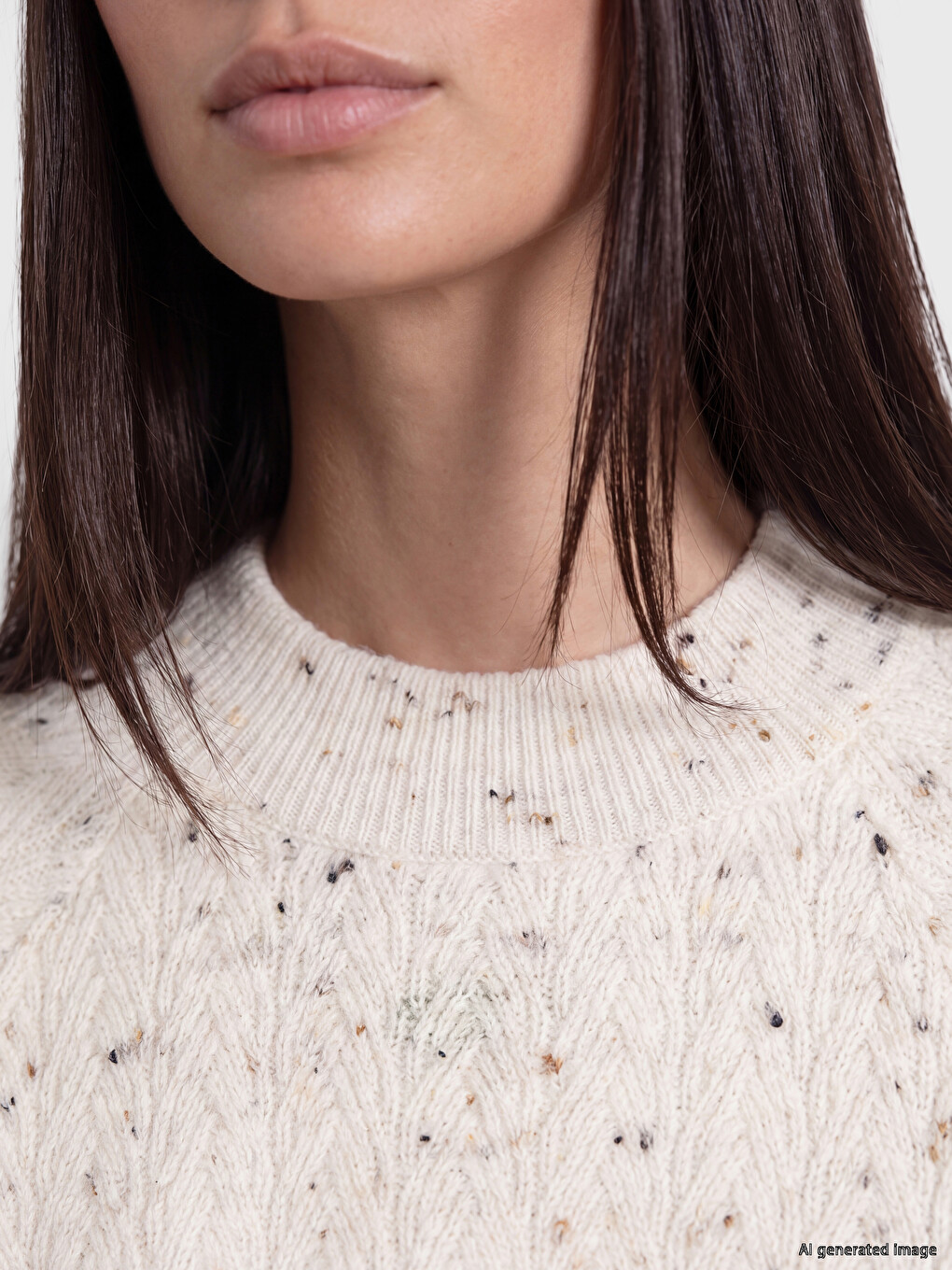 Crew Neck Patterned Women's Knitwear Sweater-2