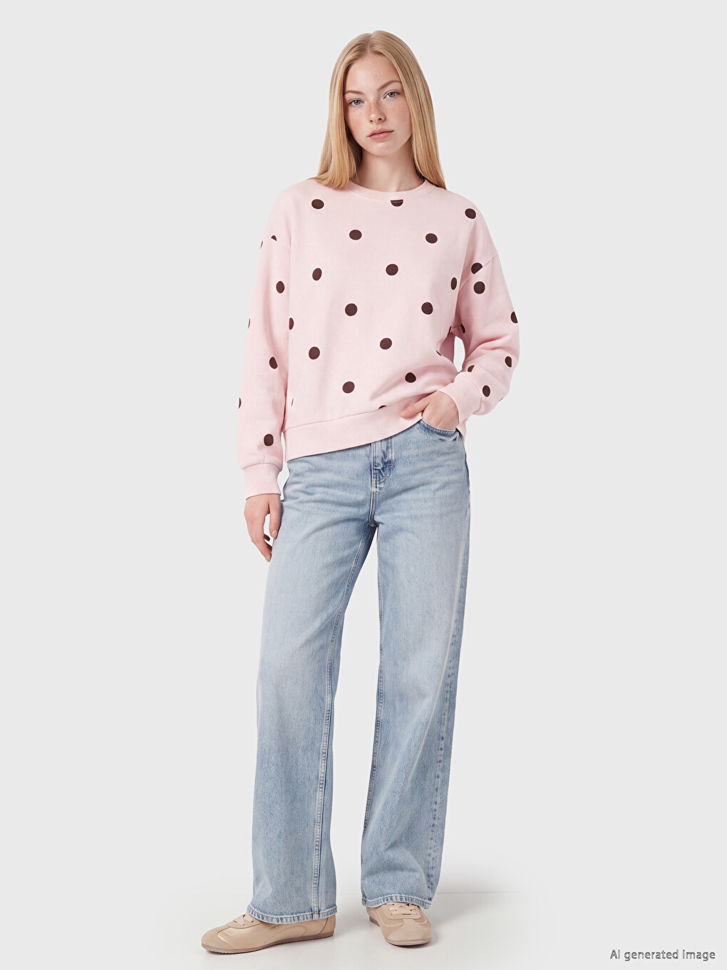 Polka Dot Oversize Women's Thick Sweatshirt-1