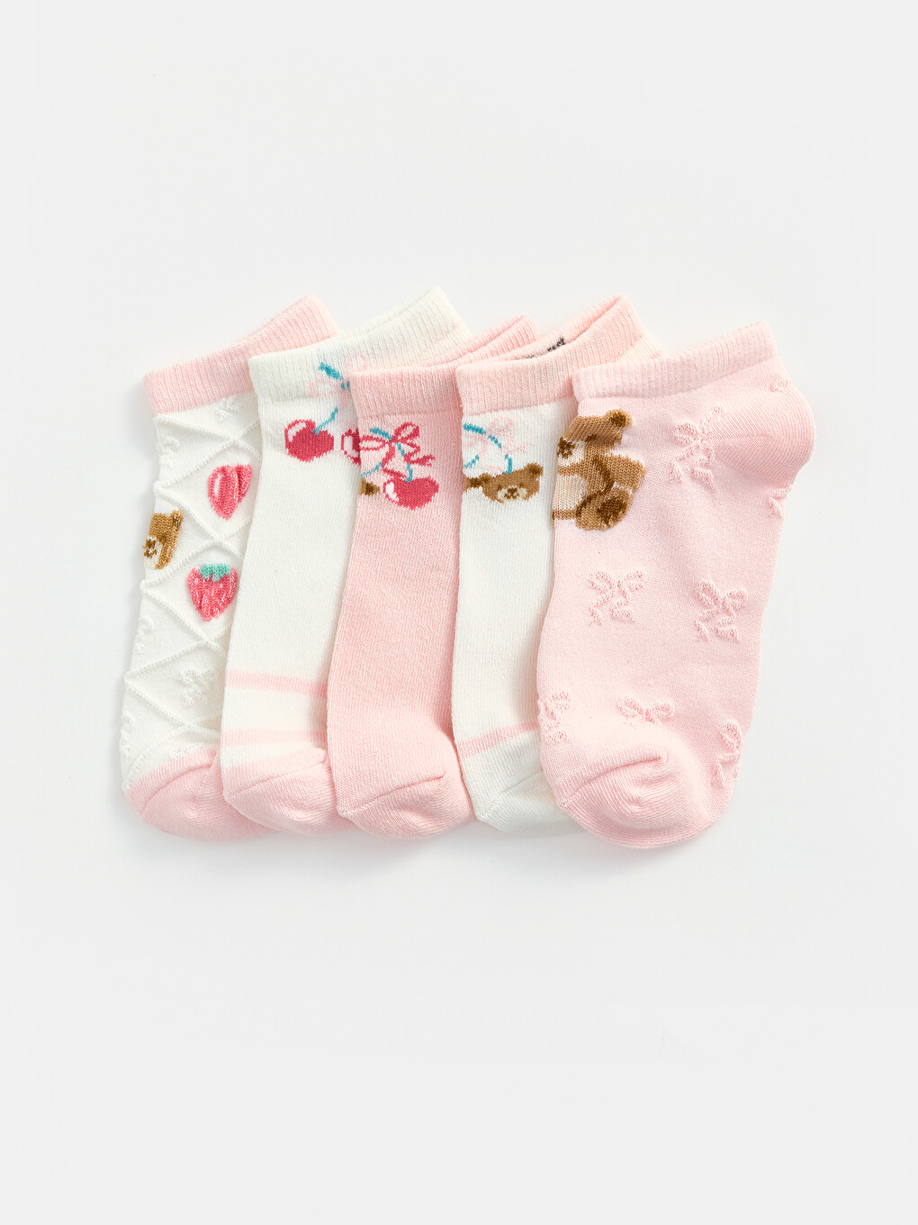 Patterned Girls' Trainer Socks 5 Pack