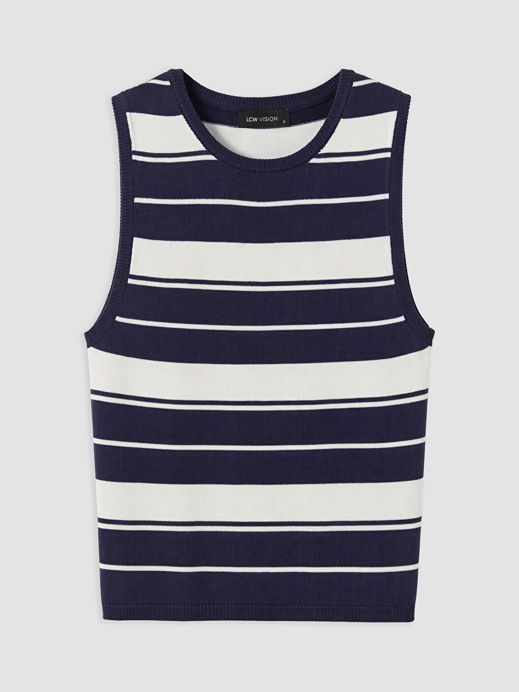 Crew Neck Striped Women's Knitwear Tank Top-4