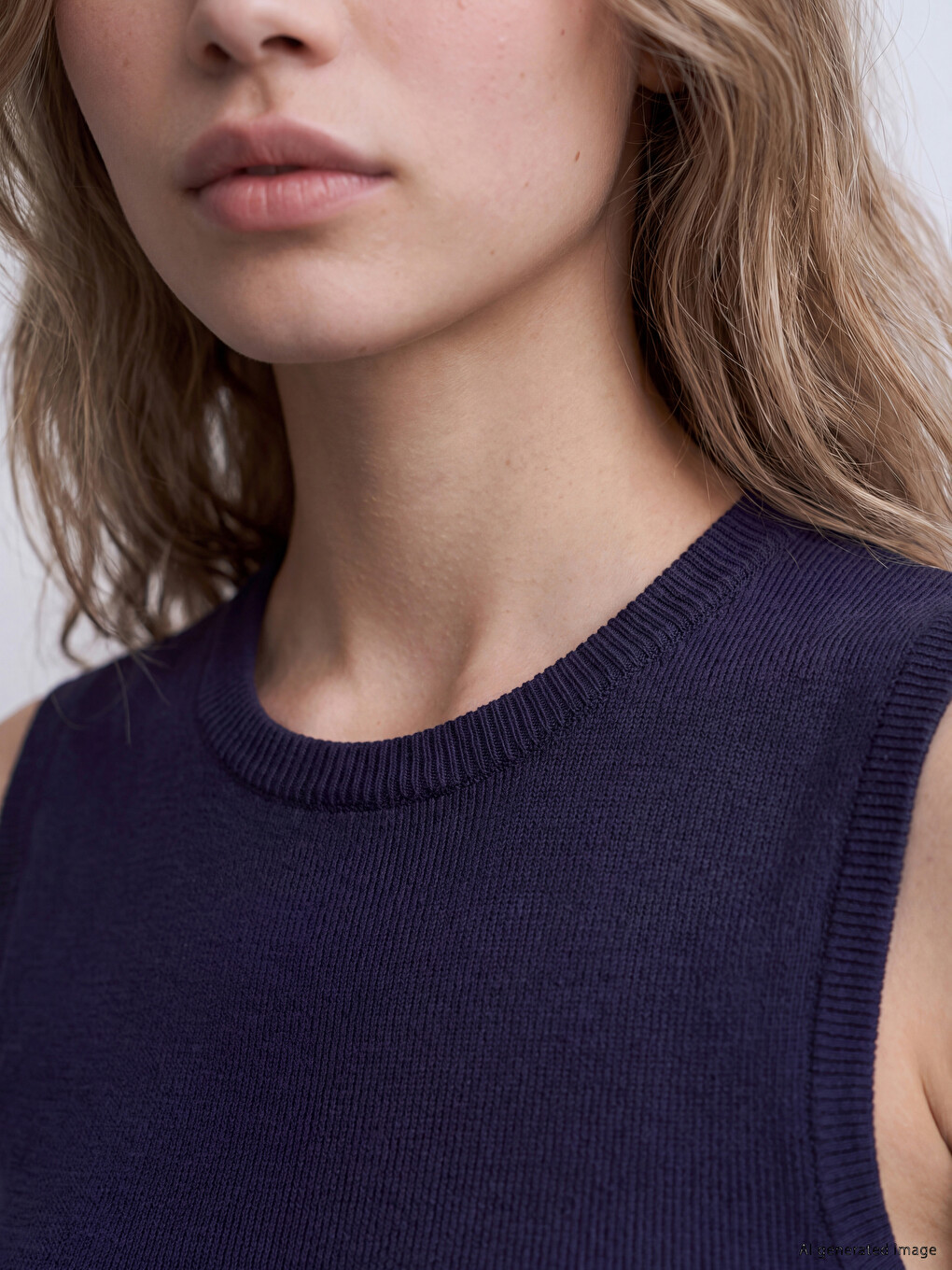 Crew Neck Women's Knitwear Tank Top-2