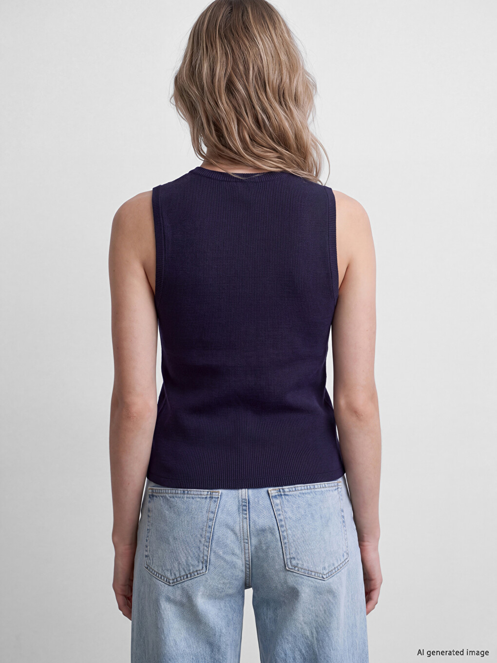 Crew Neck Women's Knitwear Tank Top-3