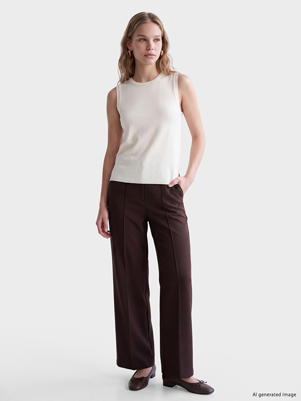 Crew Neck Women's Knitwear Tank Top-1