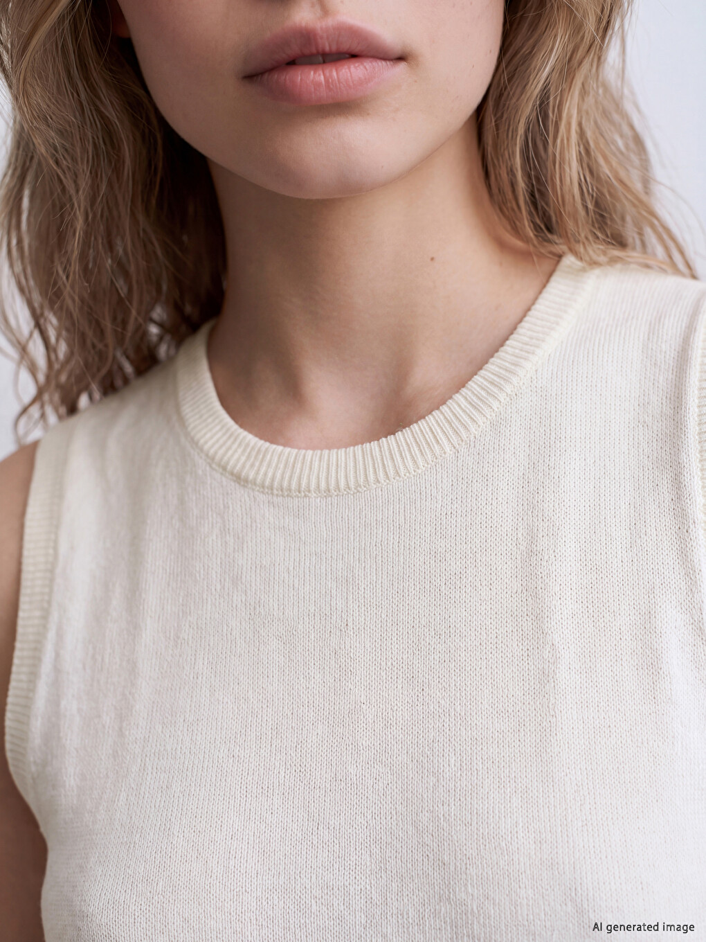 Crew Neck Women's Knitwear Tank Top-2