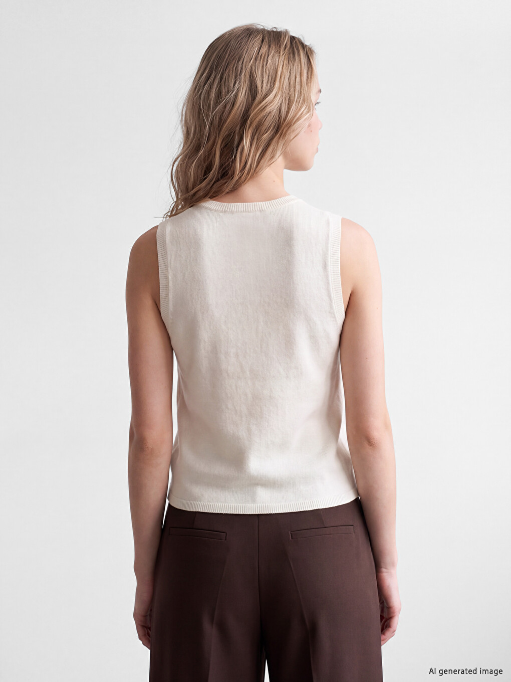 Crew Neck Women's Knitwear Tank Top-3