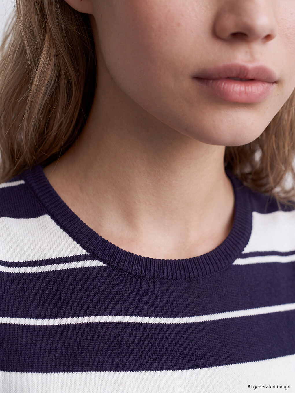 Crew Neck Striped Women's Knitwear Tank Top-2