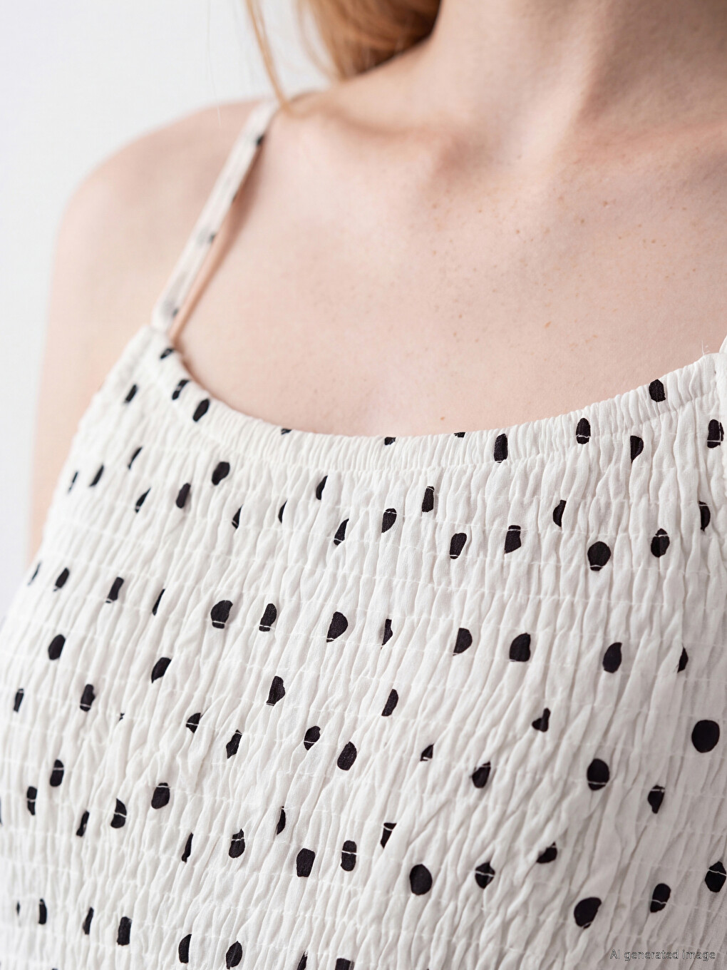Polka Dot Strappy Fitted Waist Dress-2