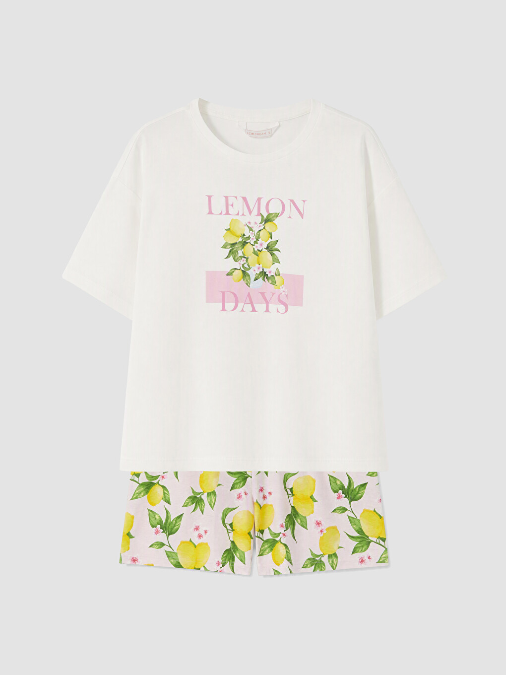 Pembe Limon Baskılı Kadın Şortlu Pijama Takımı-4