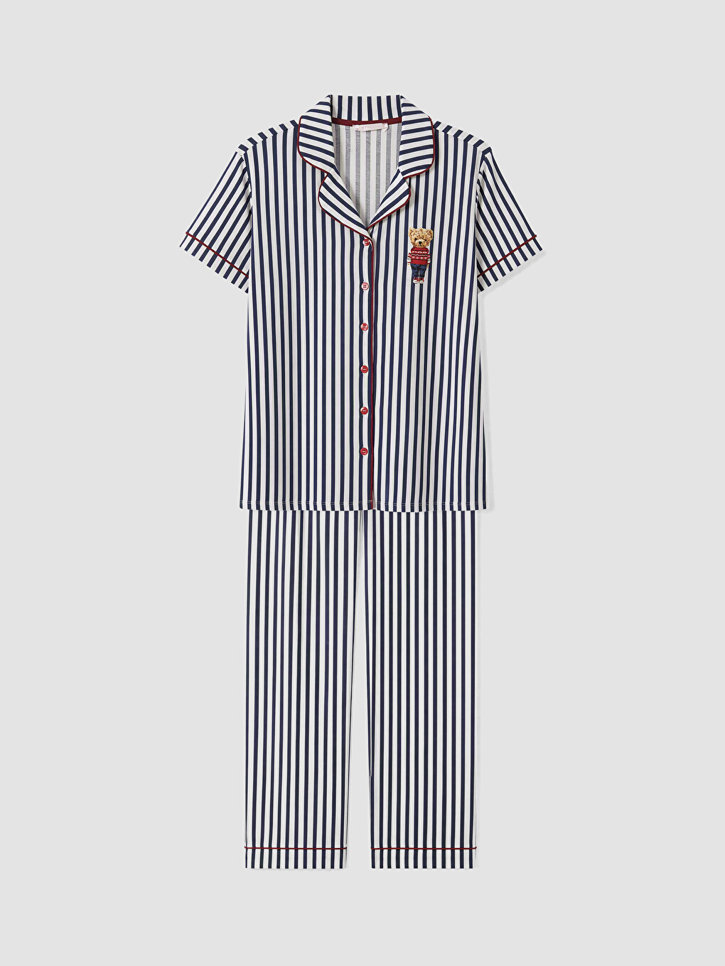 Lacivert Ayı Teddy Baskılı Kadın Pijama Takım