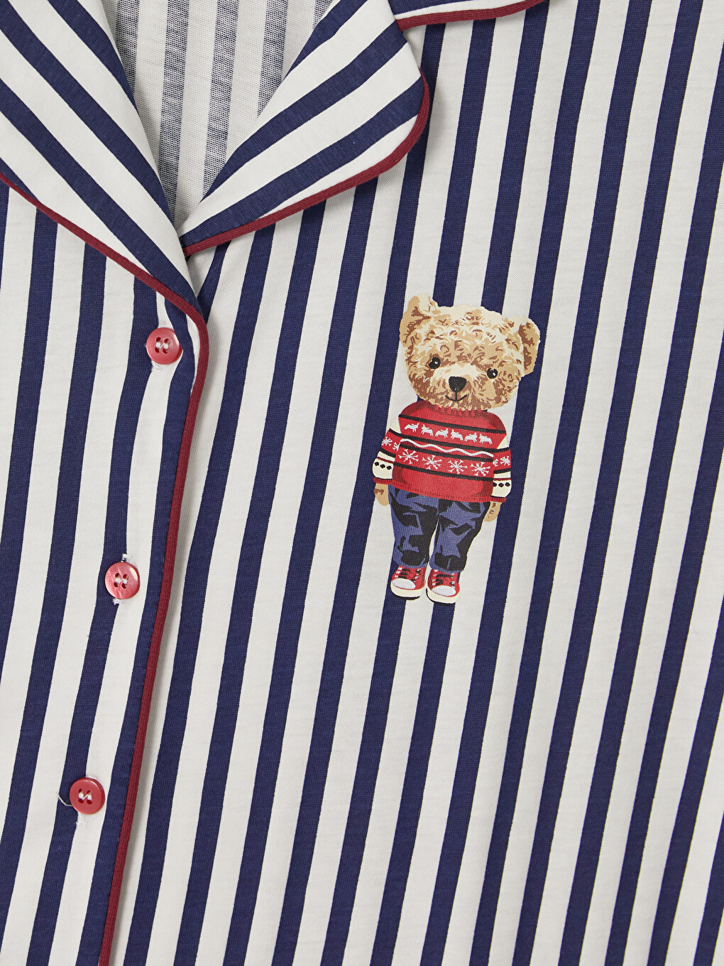 Lacivert Ayı Teddy Baskılı Kadın Pijama Takım-2