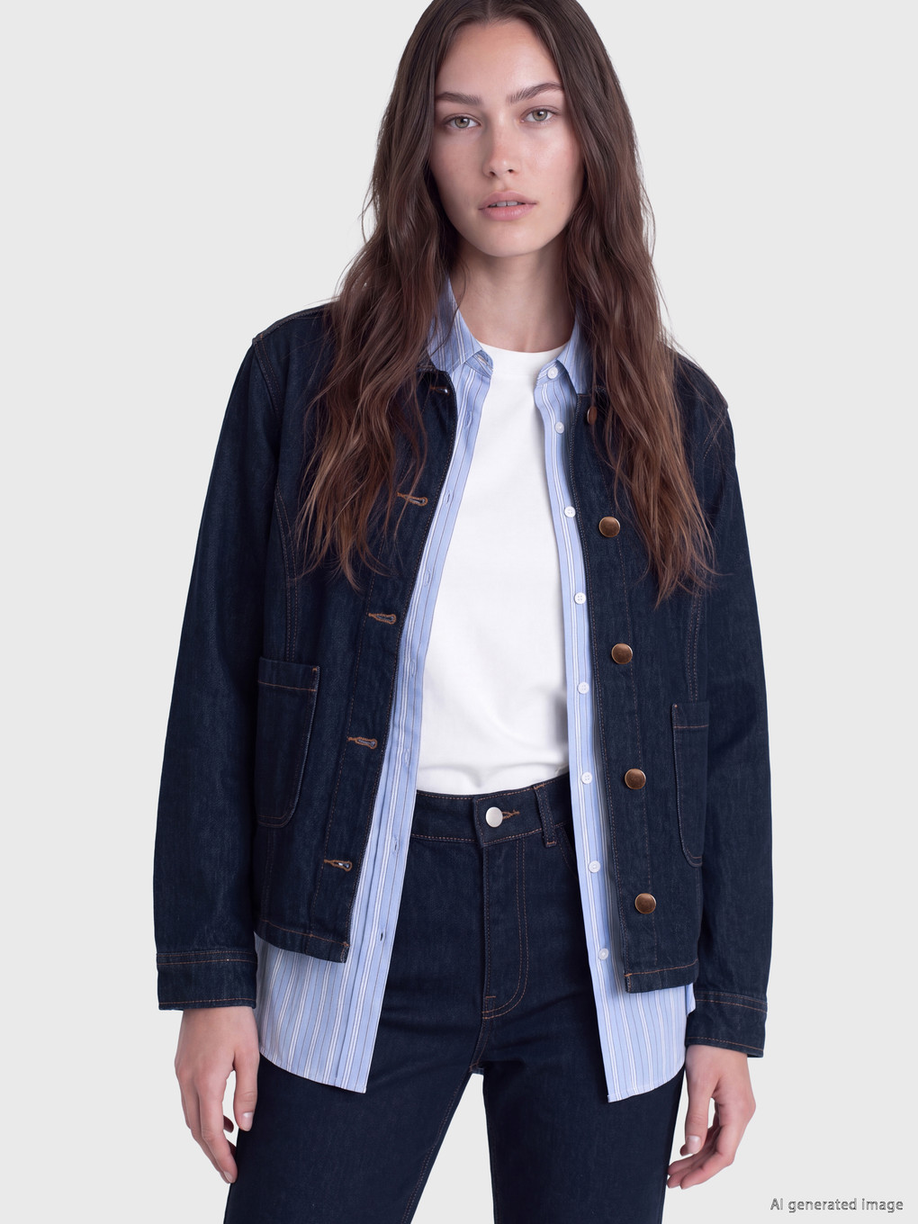  Shirt Collar Women's Jean Jacket