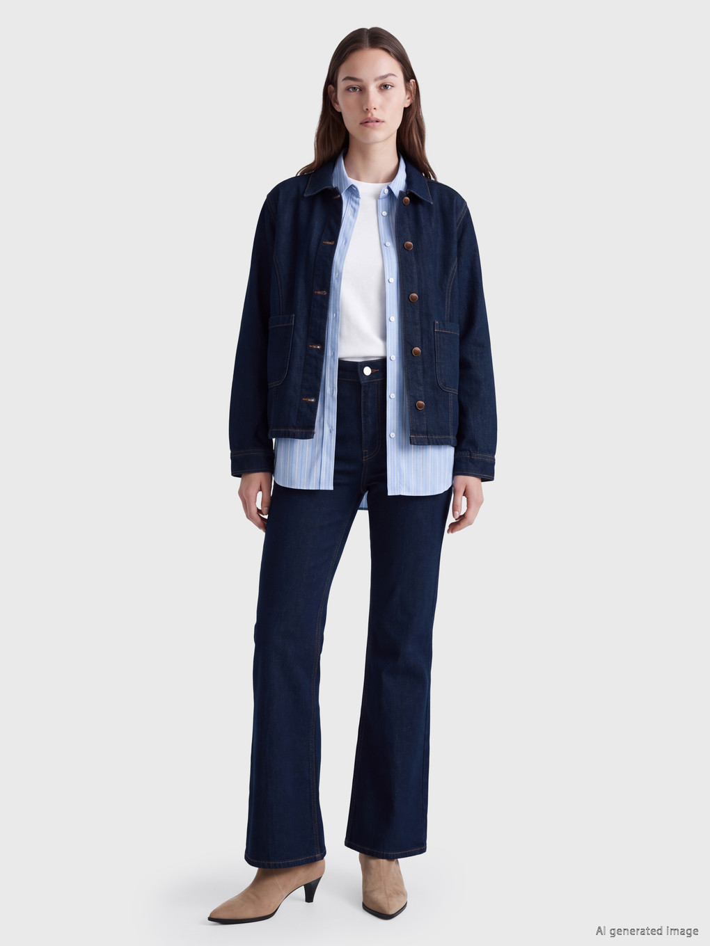 Shirt Collar Women's Jean Jacket-1