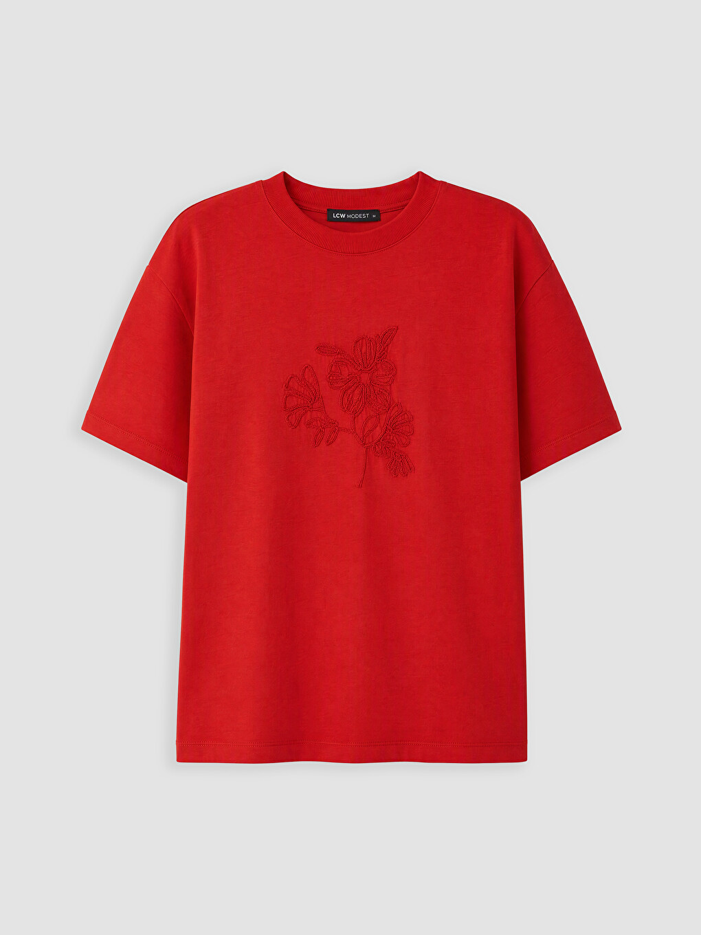 T-shirt Pambuku 100% Me Jakë Të Rrumbullakët Të Qëndisur Për Gra