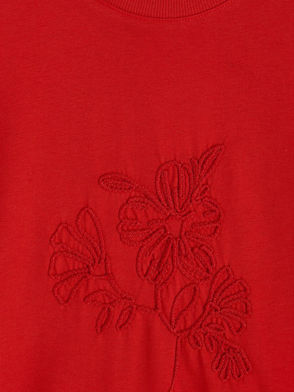 T-shirt Pambuku 100% Me Jakë Të Rrumbullakët Të Qëndisur Për Gra-1