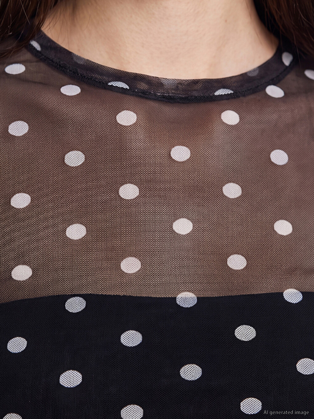 Crew Neck Polka Dot Blouse-2