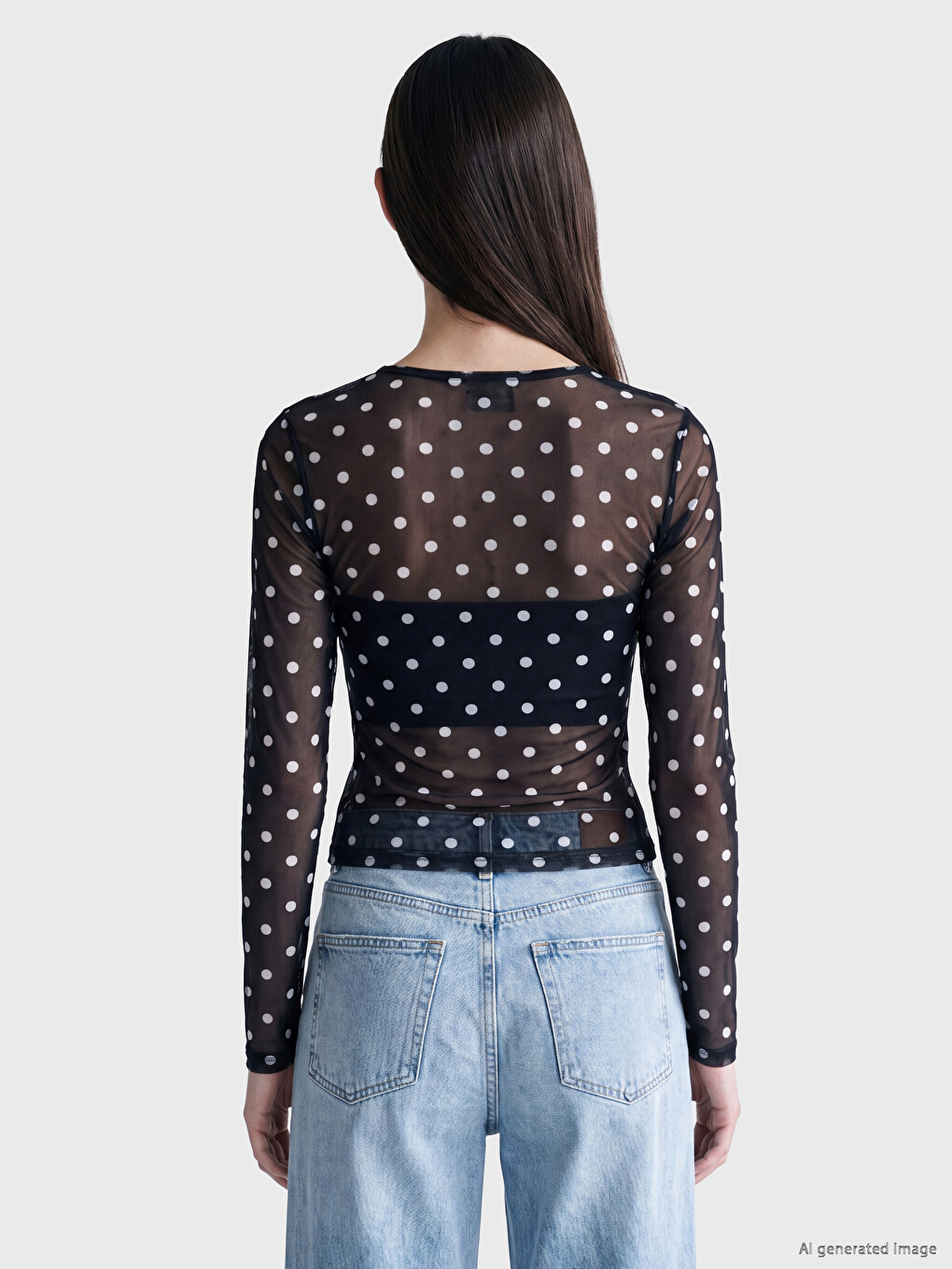 Crew Neck Polka Dot Blouse-3