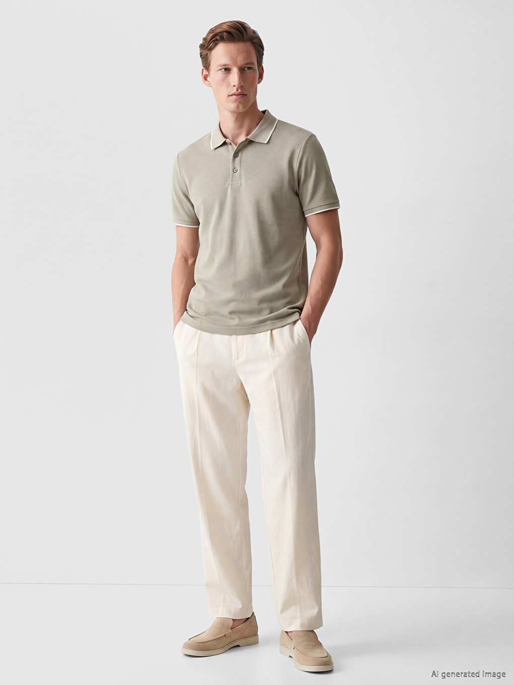 Polo Collar Textured Men's T-shirt-1