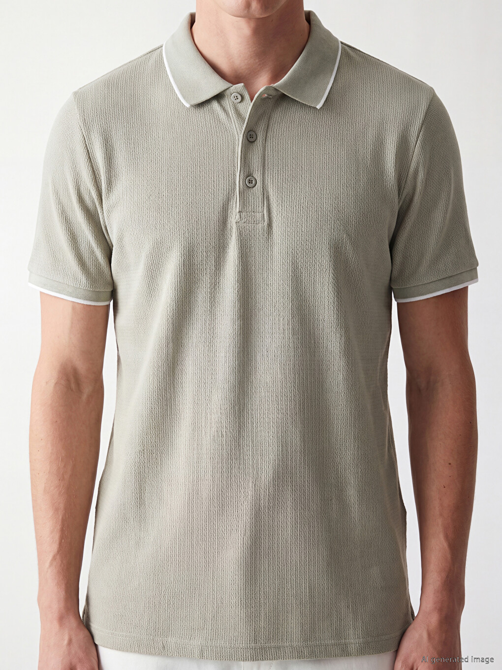 Polo Collar Textured Men's T-shirt-2