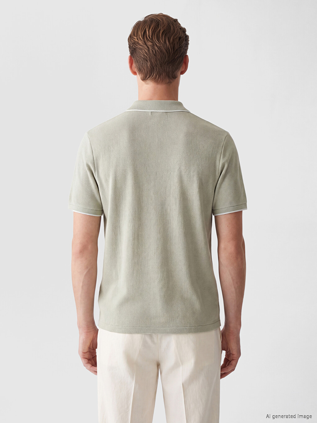 Polo Collar Textured Men's T-shirt-3