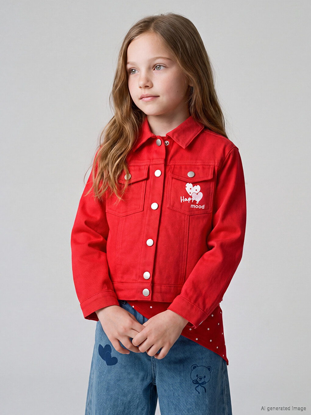 Shirt Collar Girls' Gabardine Jacket-1