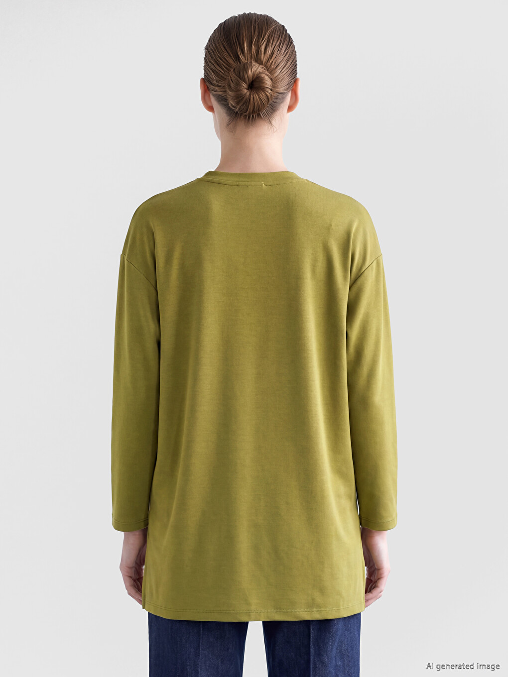 Yeşil Soft Touch Kadın Sweatshirt Tunik-3