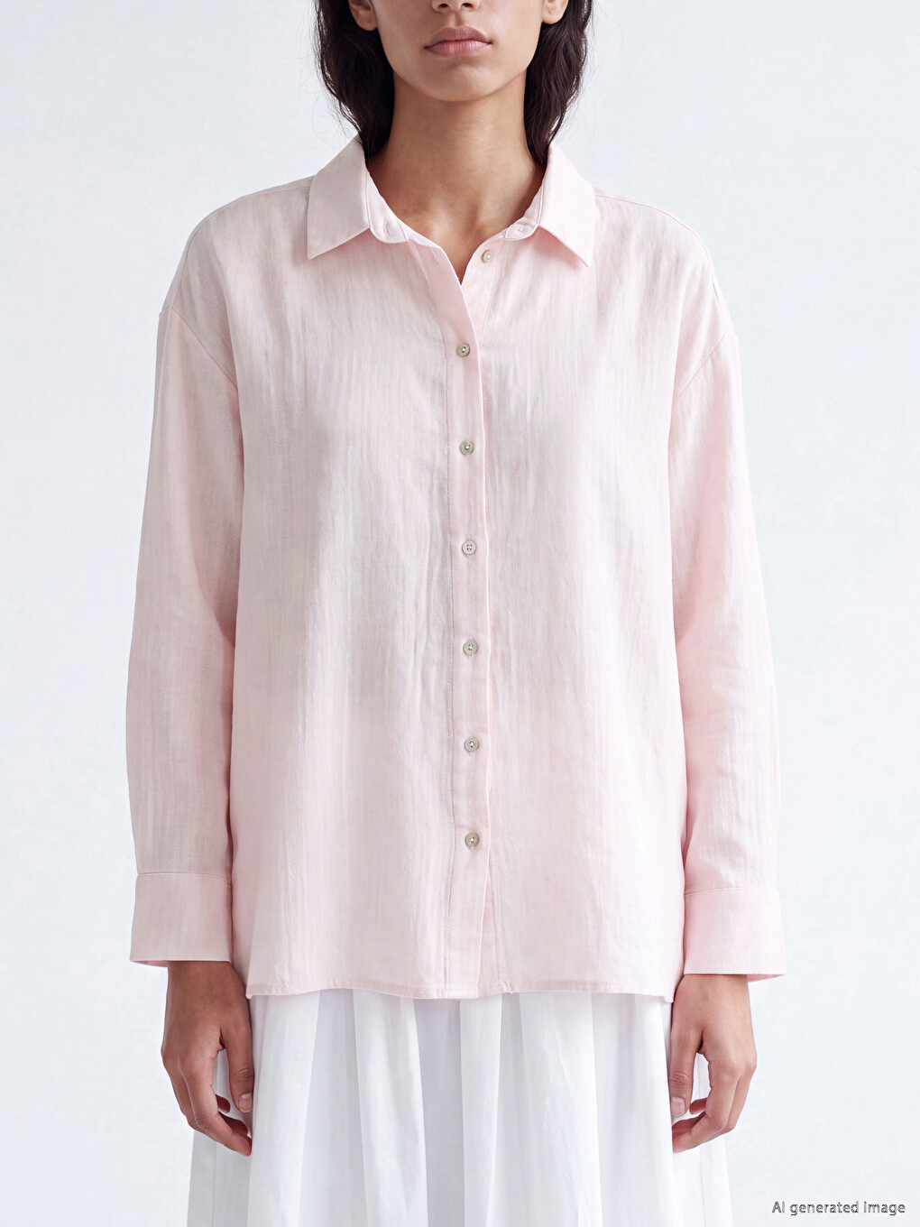 Pembe Oversize Müslin Kadın Gömlek-2