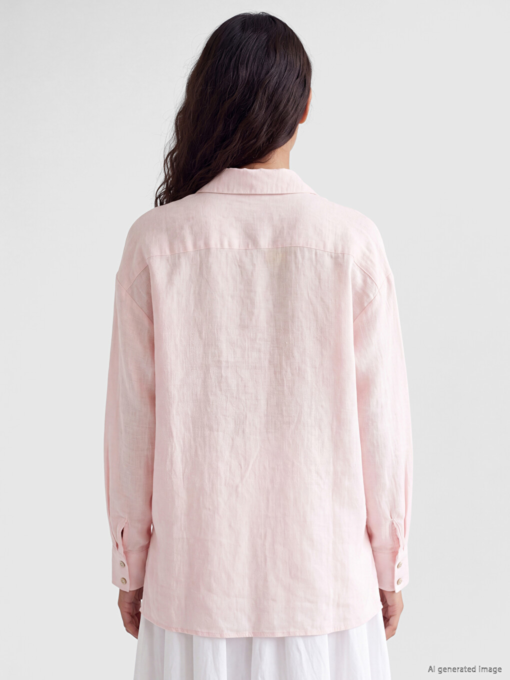 Pembe Oversize Müslin Kadın Gömlek-3