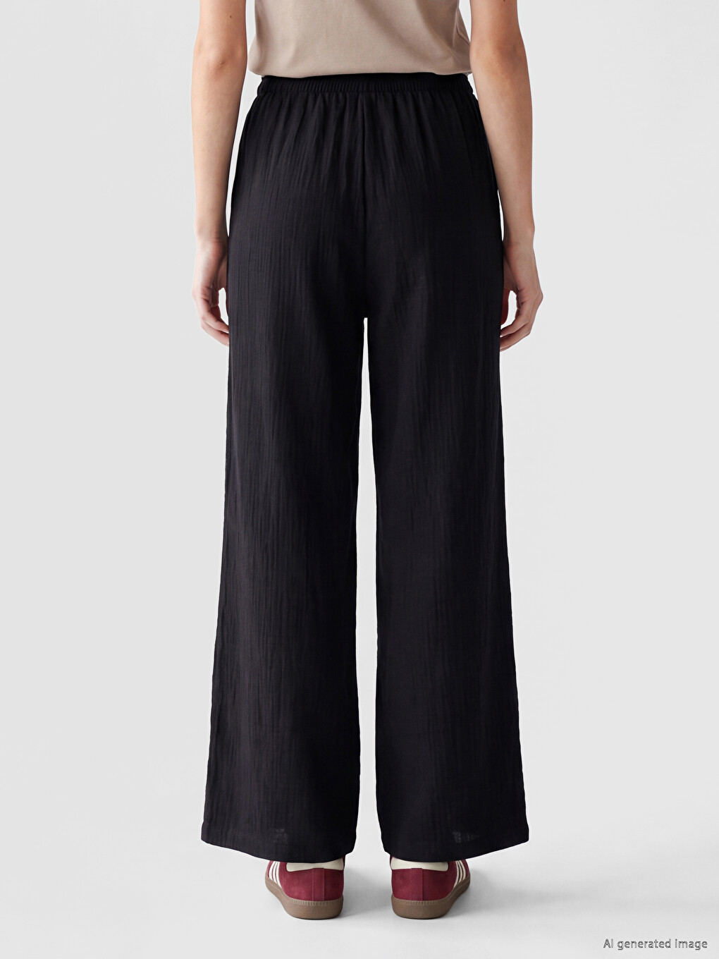 Elastic Waist Muslin Women's Trousers-3