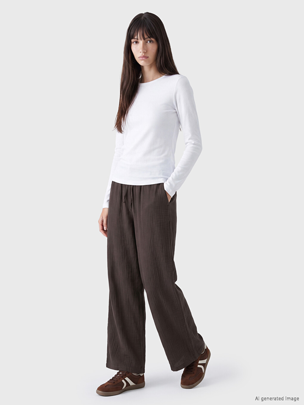 Elastic Waist Muslin Women's Trousers