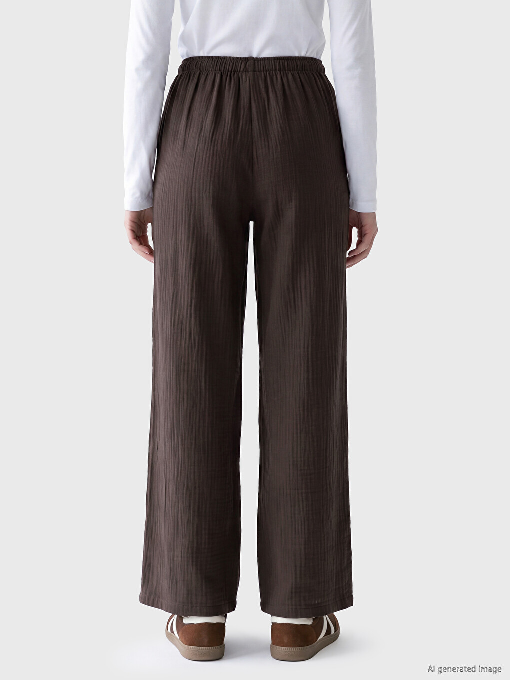 Elastic Waist Muslin Women's Trousers-3