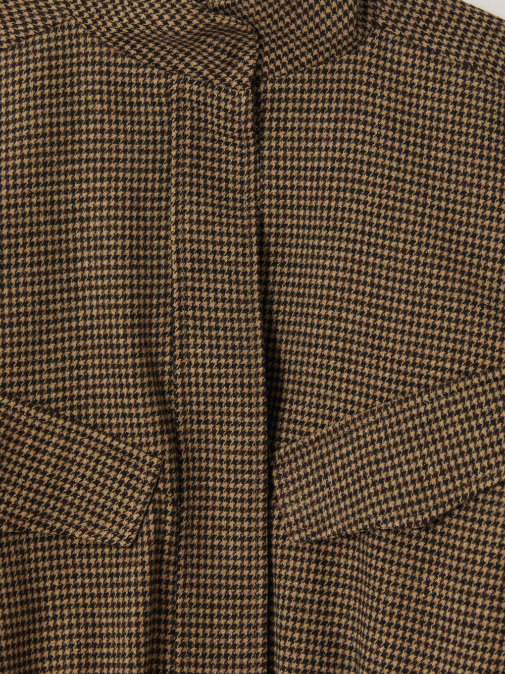 Mock Neck Houndstooth Patterned Women's Jacket-7