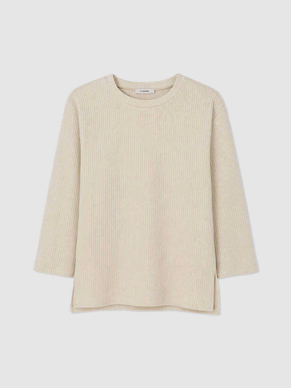 Bej Bisiklet Yaka Oversize Kadın Tunik-4