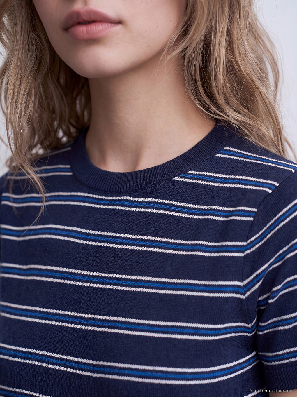 Crew Neck Striped Women's Knitwear Sweater-1