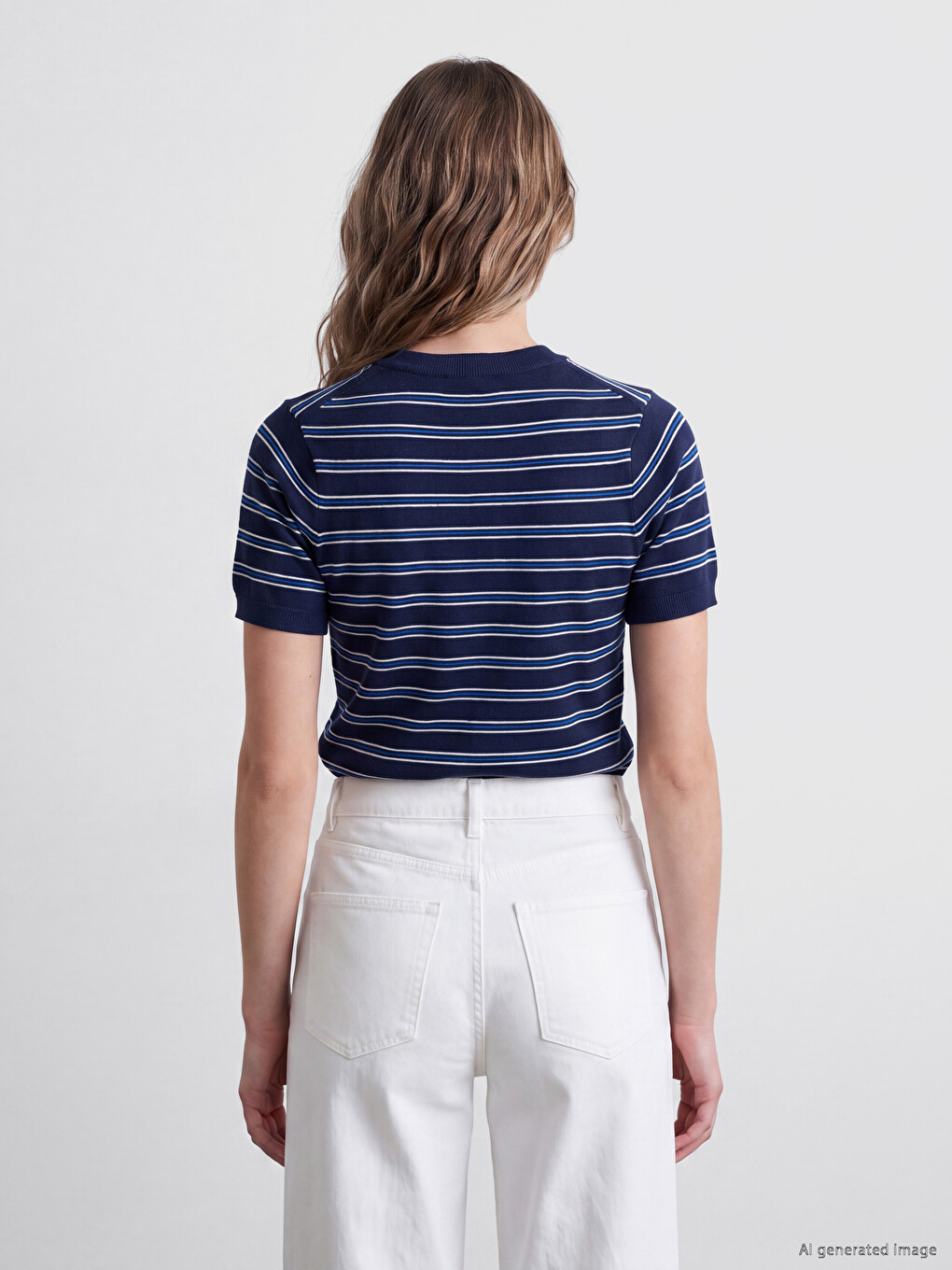 Crew Neck Striped Women's Knitwear Sweater-3