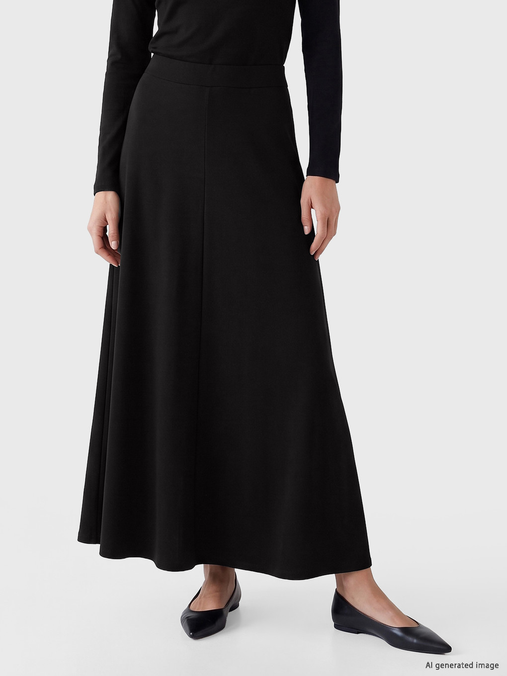 Elastic Waist A Line Skirt-1