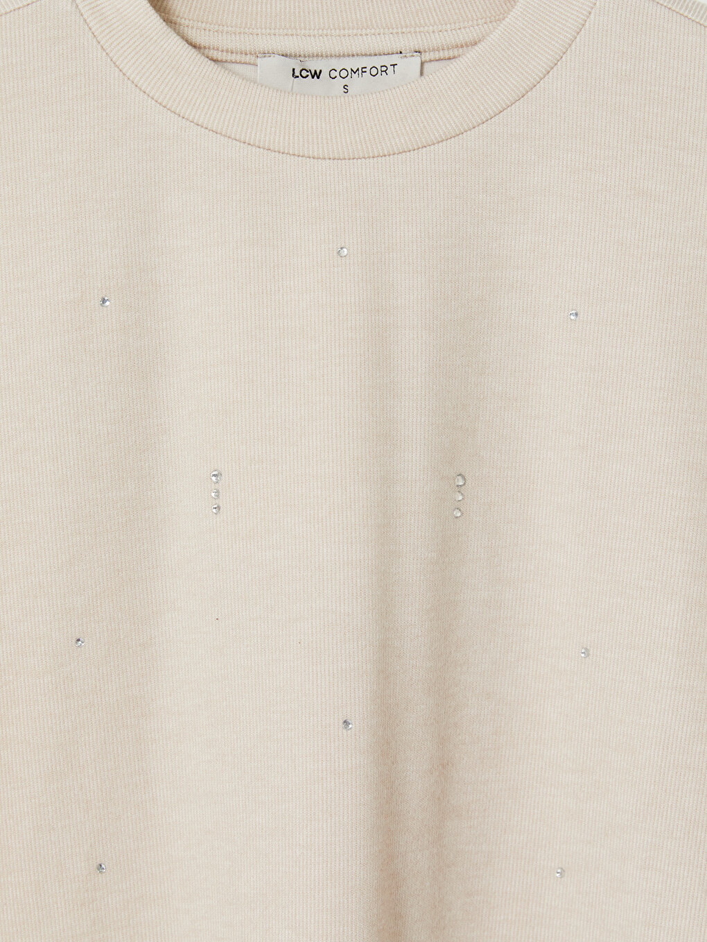 Crew Neck Rhinestone Blouse-2